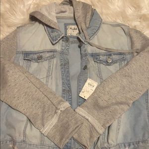 Jean with sweatshirt hood and sleeves